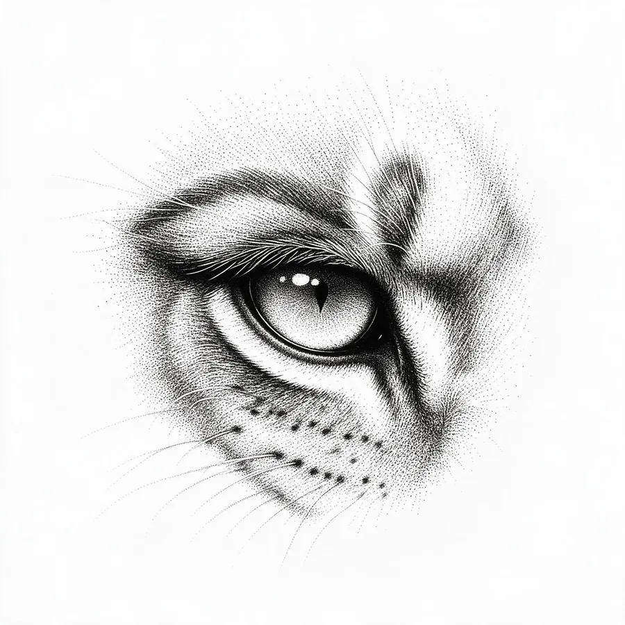 Ejemplo de dotwork: ojo de león