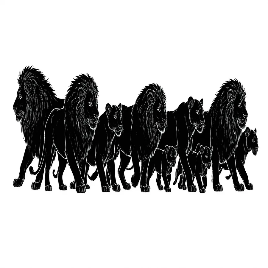 Diseño original: leones, estilo Silueta